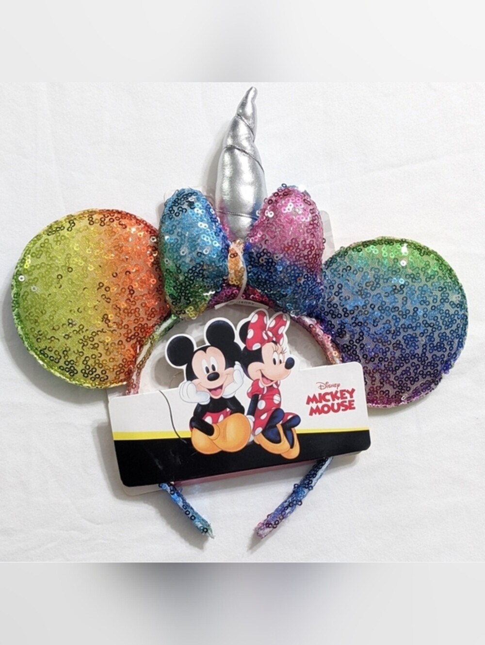 Disney Minnie Mouse Sequin Unicorn Ears Headband With Bow, One Size Fits Most